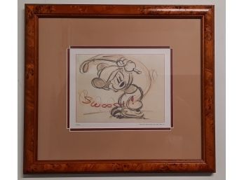Antique 1941 Sketch Drawing Of Mickey Mouse Golfing