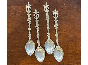 Set Of 4, 800 Silver Collectors Spoon