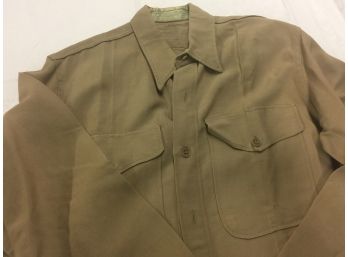 Military Shirt, Khaki Color. Seems To Be Light Wool (first Of Three)