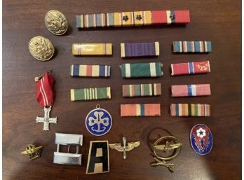Vintage Military Pins, Bars Button And Misc.