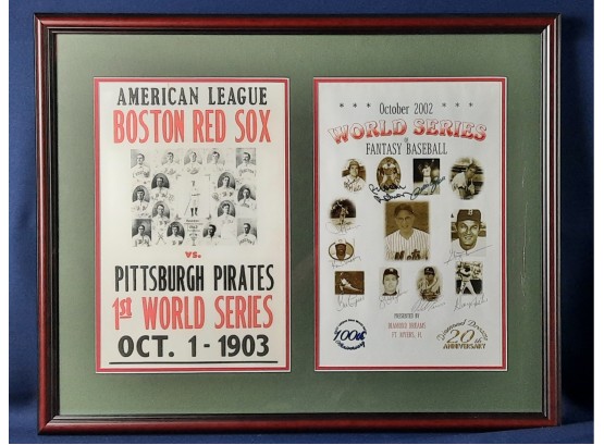 Framed Pair Of World Series Posters With One Poster Autographed
