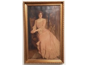 Painting Of An Elegant Lady By Gustavus C. Widney