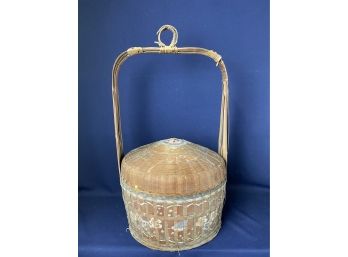 #2 Large Asian Vintage Straw Wedding Basket
