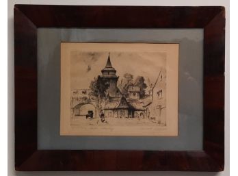 Vintage Etching Print  Of Rothenberg Ob Der Tauber City Gate
