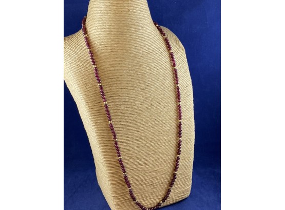 14K Gold And Grape Garnet Bead Necklace, 30' Strand - Lot 1