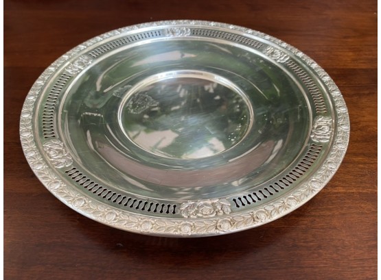 Sterling Silver Plate With Cut Outs And Floral Design