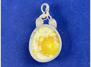 Sterling Silver Yellow Cabachon Stone Pendant