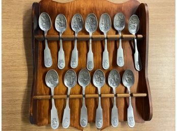 The Official Bicentennial Spoon Collection With Rack