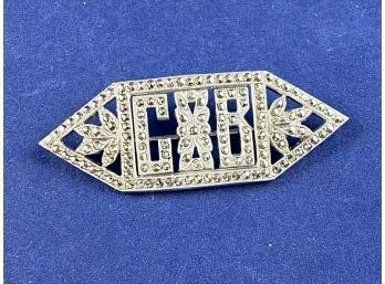 Sterling Silver And Marcasite Vintage Initial Pin 'CB'