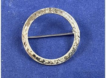 Sterling Silver, Etched Circle Pin Brooch