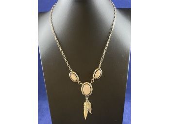 Sterling Silver Paperclip Chain With Mother Of Pearl Trio Pendant With Feathers, 16'
