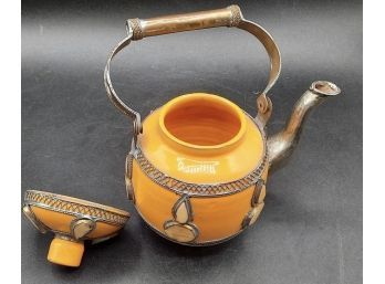 Orange Moroccan Teapot With Camel Bone Trim