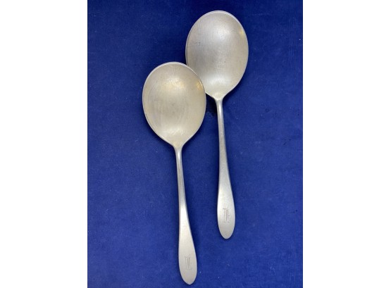 Two Large Serving Sterling Silver Spoons