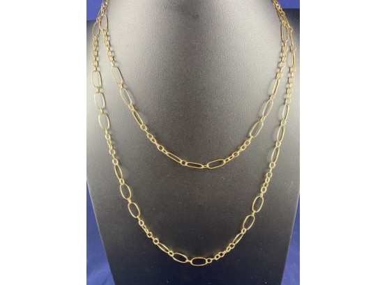 Gold Over Sterling Silver Paperclip Style Necklace, 38'