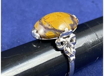Sterling Silver Brown Agate Ring, Size 8