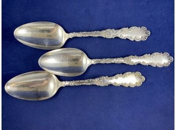 Three Large Serving Sterling Silver Spoons