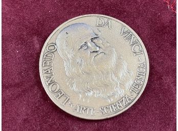 Medal Italy Leonardo DaVinci.  This Is A Medal Or Token Honoring Leonardo DaVinci.