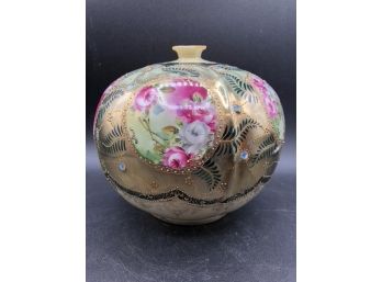 Nippon Hand Painted Vase With Gold Guilding