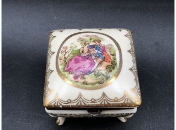 Limoge Style Footed Box, Porcelain 1941, French Design