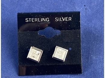 Sterling Silver Diamond Simulant Earrings