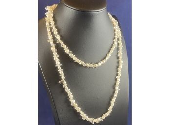 Single Strand Pearl, Quartz With Sterling Silver Fittings Necklace, 36'