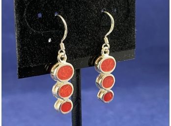 Sterling Silver & Coral Earrings