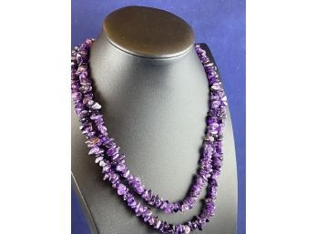 Amethyst Double Strand With Sterling Silver Toggle Clasp 18'