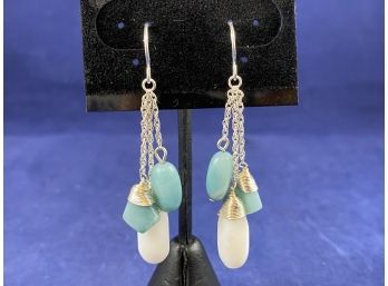 Sterling Silver Wrapped Amazonite? Earrings
