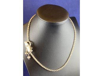 Sterling Silver Rolo Necklace With Pearl Toggle Clasp, 16'
