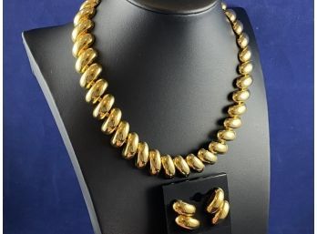 Napier Gold Necklace With Matching Pierced Earrings, 16'