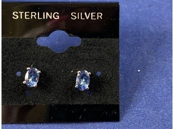 Sterling Silver And Alexandrite Stud Earrings