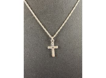 Sterling Silver Cross Necklace, 17'