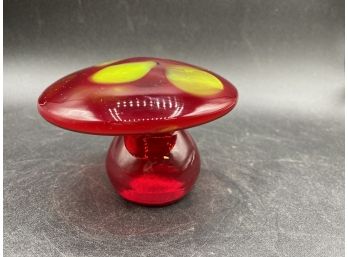 Psychedelic Pulled Glass Mushroom Paperweight