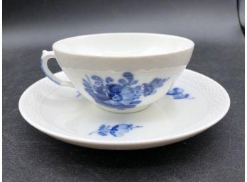 Artist Signed And Numbered Blue Flower Coffee Cup And Saucer From Royal Copenhagen