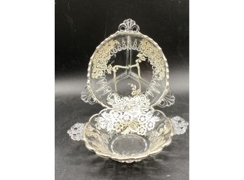 Sterling Silver Overlay Glass Dishes