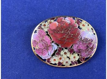 Authentic Vintage Gold Over Sterling Silver? Enamel Cut Out Brooch Pin