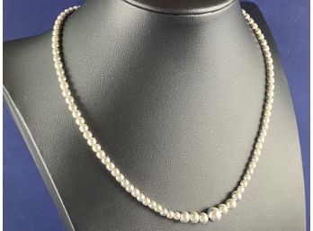 Sterling Silver Gradulated Bead Necklace, 16-18'
