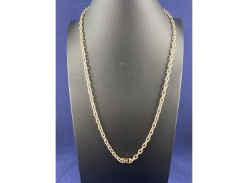 Sterling Silver Chain Link Necklace With Center Design Or Logo, 23'