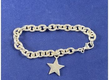 Sterling Silver Charm Bracelet With Star, 7'