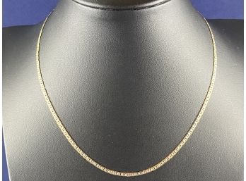14K Yellow Gold Diamond Cut Flat Chain, Made In Italy, 15'