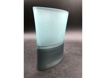 Signed And Numbered Glass Art Vase In Celadon By Penelope Winn (?)