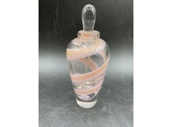 Pink And Clear Swirl Handblown Perfume Bottle