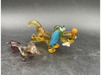 Set Of 2 Miniature Glass Dogs
