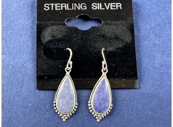 Sterling Silver And Lavendar Stone Earrings