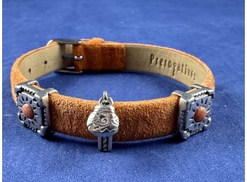 Prerogative Genuine Leather Bracelets, 925 Silver Southwestern Charm Bracelet Set