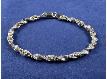 Sterling Silver Twisted Herringbone With Ball Accents