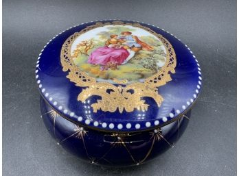 Limoge Round Hand Painted Box By L.F. Fine Porcelain Lot 1