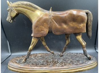 Large Brass Bronze? Horse With Blanket Walking