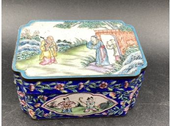 Chinese Enamel Tin Trinket Box, Reign Mark
