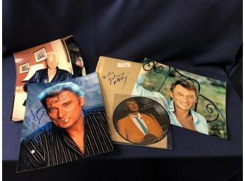Memorabilia Of John/ Johnny Halliday With Autographed Photographs And Pressed Recording
